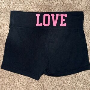 Y2K PINK Victoria's Secret Black Shorts with Pink LOVE Print Sz Small